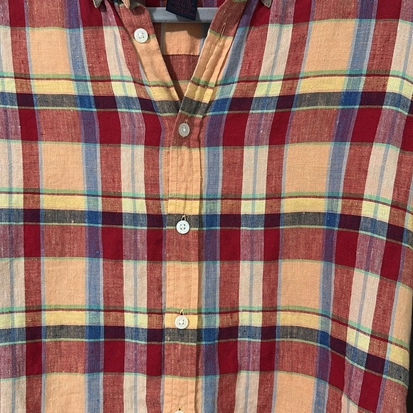 Ralph Ralph Lauren Linen Top Button Down Collared Plaid Shirt - Picture 10 of 15